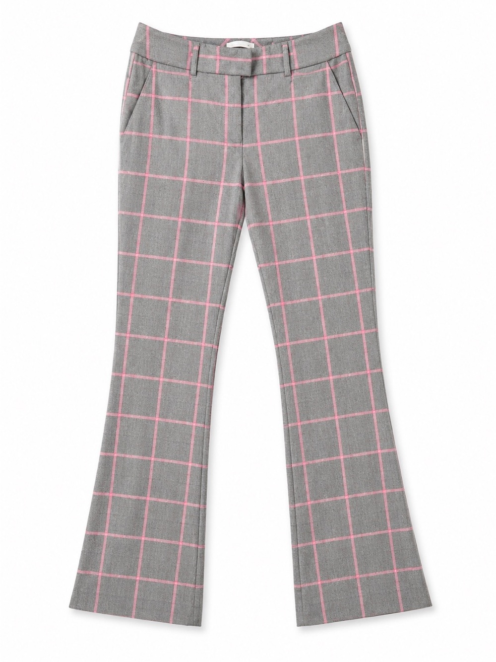 NWT New York & Co Women’s Pants Size 4 avg. Gray Pink Plaid Flare Dress Trousers